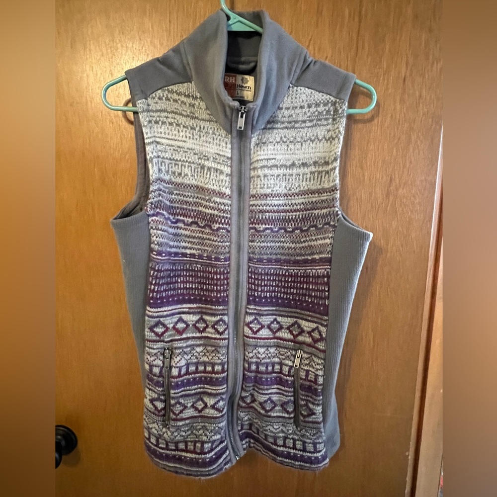Ruff Hewn grey purple L zip up vest